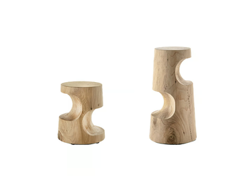 SLALOM HIGH - High solid cedar wood stool with footrest by Riva 1920 - view 3